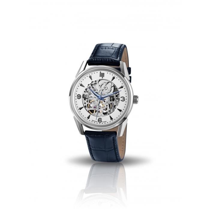 Montre automatique - Lip - Himalaya - 671554 - Cadran rond 40 mm - Étanchéité 5 ATM - Cuir noir