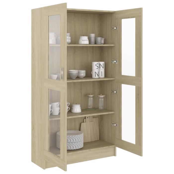 Armoire à vitrine - MOTHINESSTO - Chêne sonoma - 825x305x150 cm - Aggloméré - 2 portes