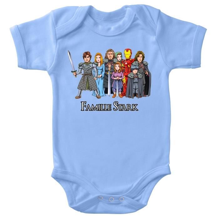 Body Bebe Manches Courtes Garcon Bleu Parodie Iron Man Eddard Catelyn Robb Sansa Arya Brian Rickon Et Tony Stark La Bleu Cdiscount Pret A Porter