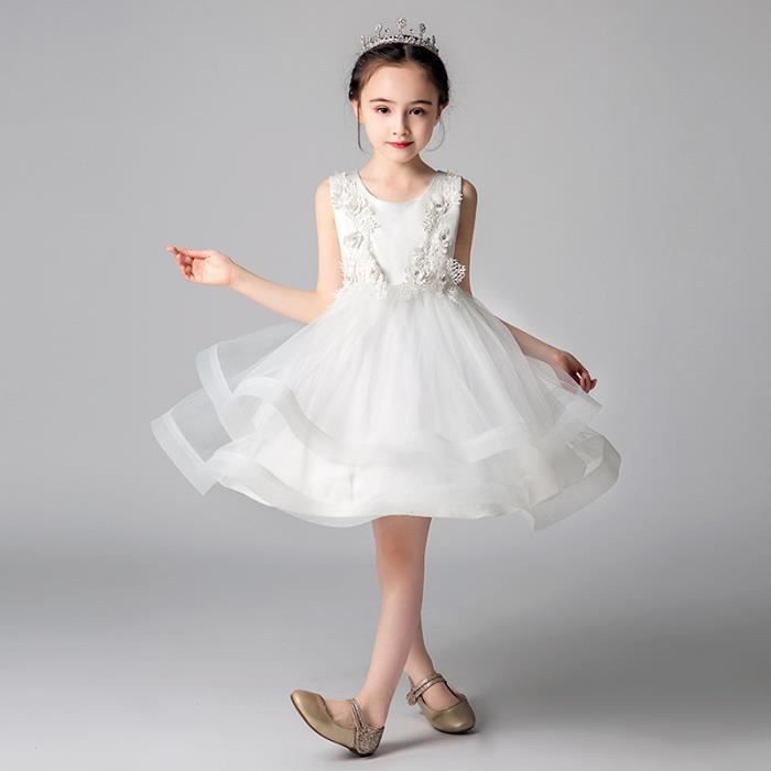 Robe De Princesse Fille à Manches Longues Bouffantes Avec Bande - Robe Cérémonie Et Fête Pour Enfants