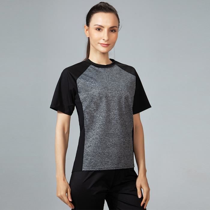 T-shirt de Sport Femme INSFITY - Manches courtes - Fitness Jogging - Gris