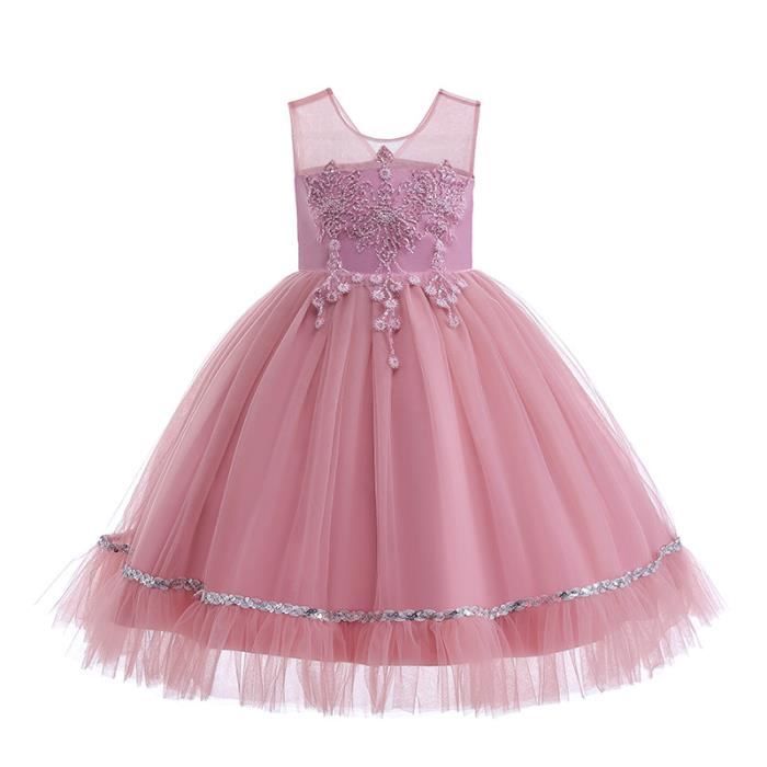 Robe D'Été Élégante Fille Sans Manches En Tulle Avec Paillettes - 3 à 14 Ans