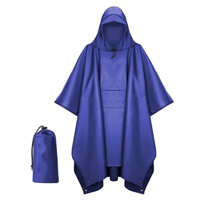 Poncho Imperméable Adulte - Tissu Polyester 210T - Léger Et Compact - Pour Randonnée, Camping, Vélo - Taille Unique Réglable
