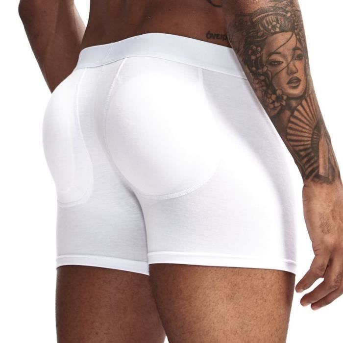 Boxer-shorty,Boxer rembourré en coton doux pour homme,sous-vêtement  rehausseur de fesses,respirant,coussin éponge - JM455WHITE Blanc -  Cdiscount Prêt-à-Porter