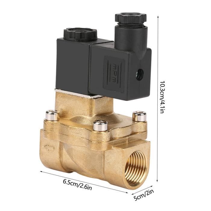 Électrovanne QWORK G1/2 En Laiton - Valve Électrique 220V AC Robuste Pour Eau, Air Et Huile