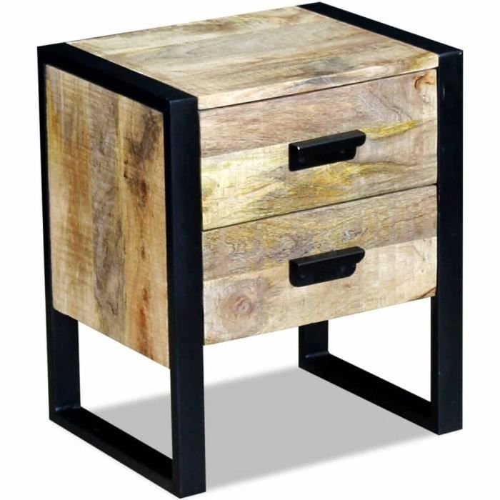 Lot De 2 Tables De Chevet Avec 2 Tiroirs - Design Blanc Moderne Avec Pieds Métal - 49 X 29 X 47 Cm