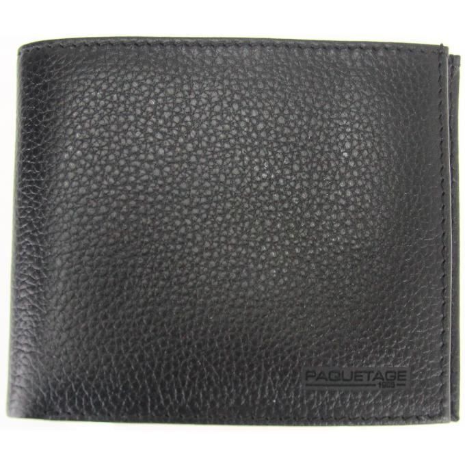 Porte-carte cuir grainé paquetage -Noir Noir Cdiscount