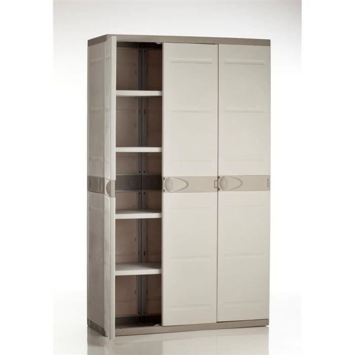 armoire 3 portes plastiken titanium - beige et taupe - gamme titanium
