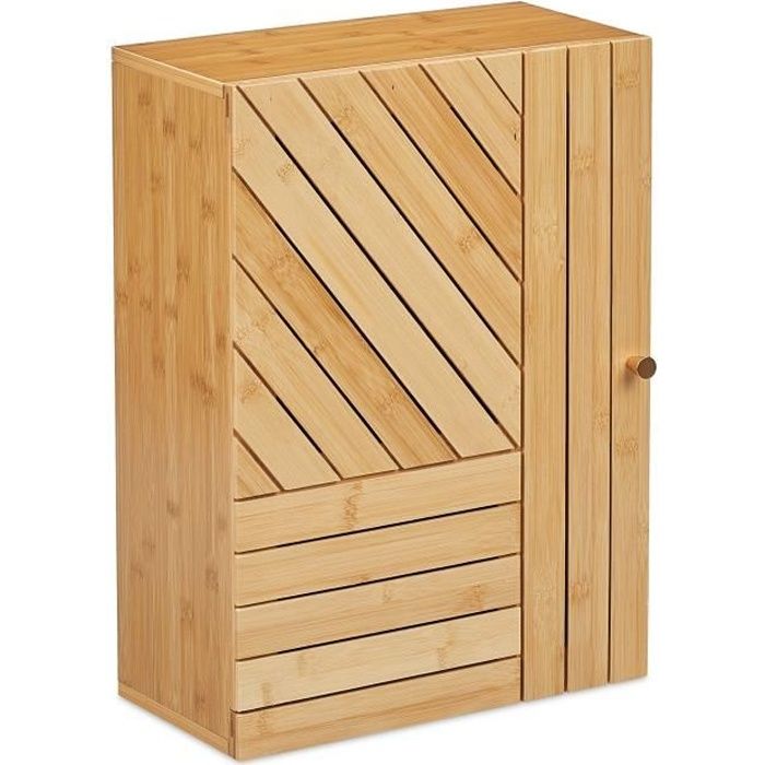 armoire suspendue salle de bain bambou - 10045511-0