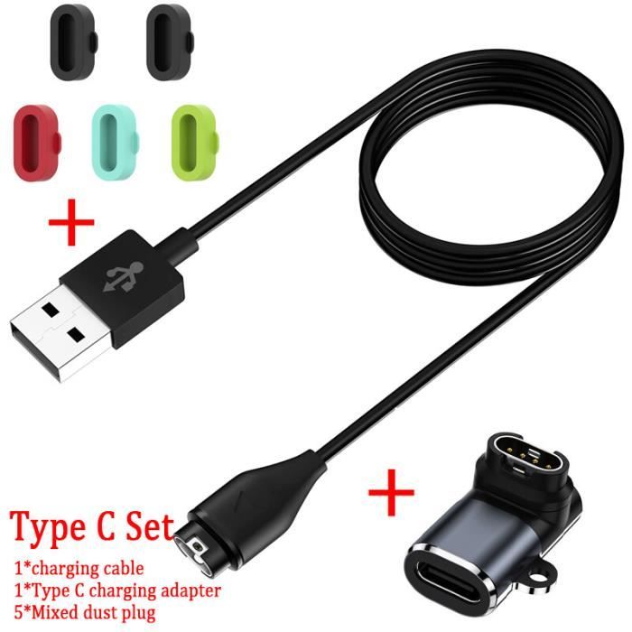 2 Câbles Chargeur Garmin USB-C - Compatible Fenix 7/6, Forerunner 965/955 - Charge Rapide