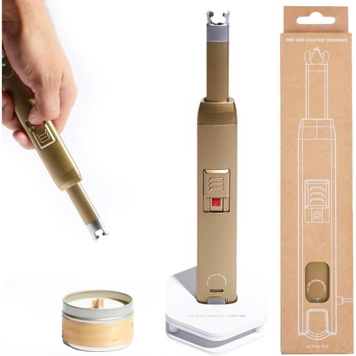 Briquet Electrique Arc, Rechargeable USB Allume Bougie Coupe-Vent Briquets sans Flamme Portables