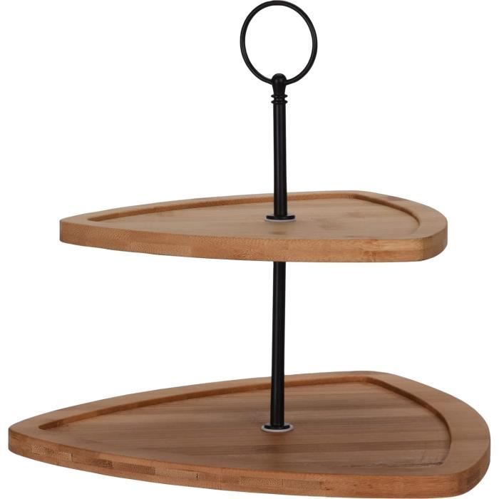 Présentoir à Gâteaux 2 étages En Bois Flammé – 46 Cm – Idéal Pour Cupcakes, Fruits, Buffets De Mariage Ou Goûters élégants