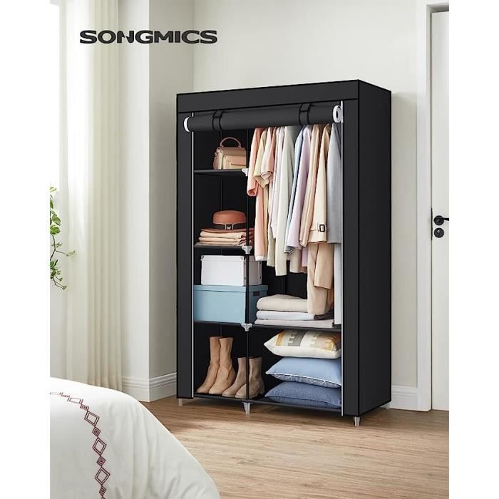 Tringle De Placard Avec Lumière LED Et Capteur - Longueur Réglable 40-120 Cm - Charge 50 Kg - Aluminium Noir