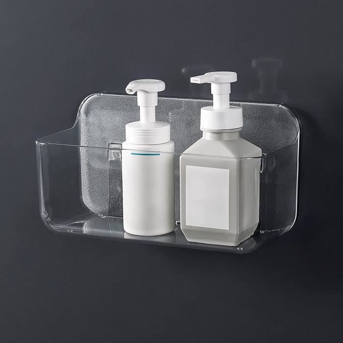 Panier Douche Mural Sans Perçage Ettori – Petit Rangement Transparent Salle De Bain & Cuisine – Adhésif Puissant 5 Kg