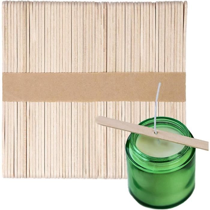 BOOWAN Nicole Lot de 100 mèches en bois avec 50 clips de mèche, ensemble coupe-bougie doré pour