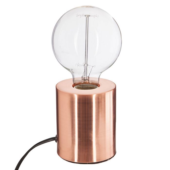 Atmosphera - Lampe à poser en fer Ampoule - H. 10 5 cm - Couleur cuivre