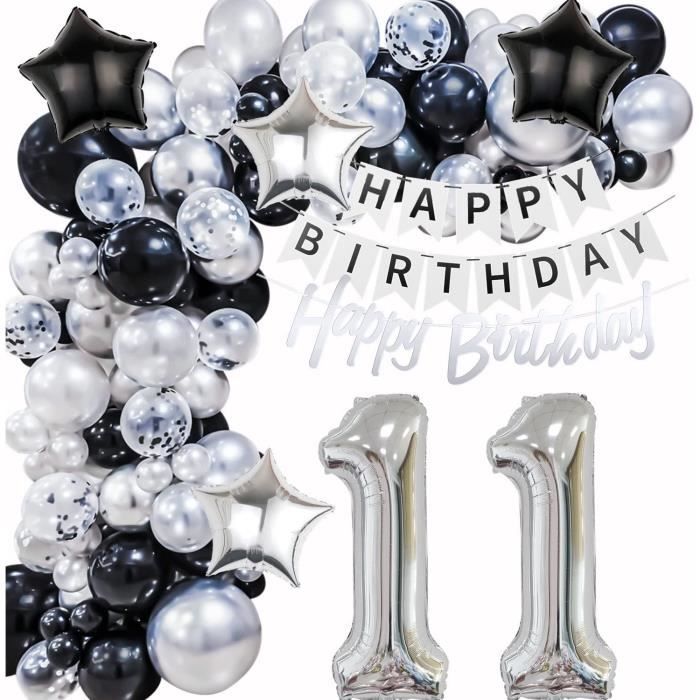 Décoration Anniversaire 11 Ans Garçon, 11 Anniversaire Déco Argent Noir
