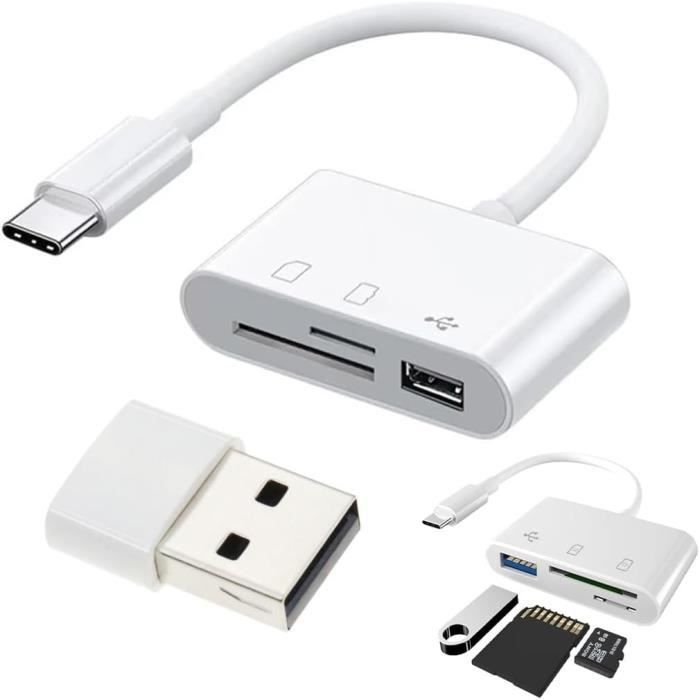 Lecteur Carte SD 3-en-1 USB-A/C/Micro - Adaptateur Pour Téléphone, Ordinateur - Transfert 5Gbps - 7