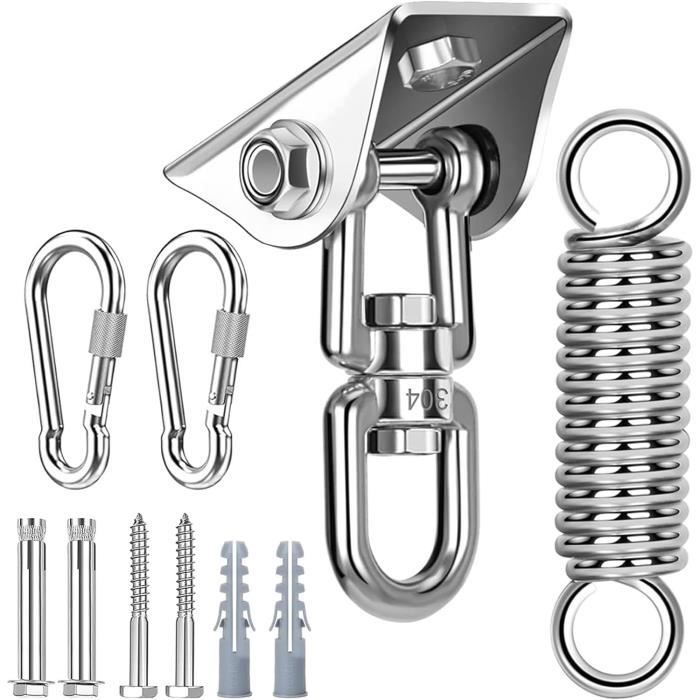 Lot De 2 Crochets à Ressort Linxor En Acier Inox - Pour Hamac, Balançoire, Suspension, Amorti Vibrations, Charge 250kg