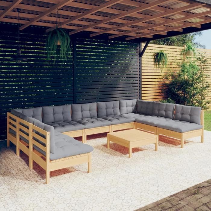 vidaXL Salon de jardin 10 pcs Bois de pin - vue 5