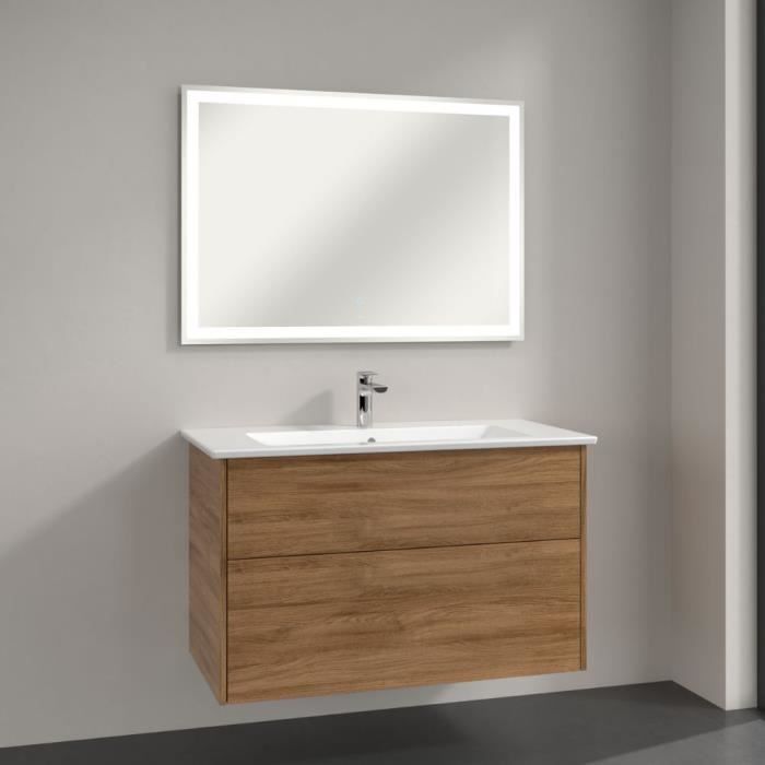 Meuble vasque Finero avec miroir, Glossy White, 75,3 S00302DHR1 - Cdiscount  Maison