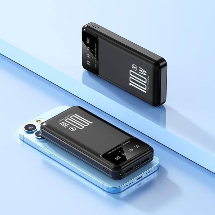 Batterie Externe 20000mAh 22,5W Hyper Compacte EXJ Emporium, 3 Ports USB-C Noir