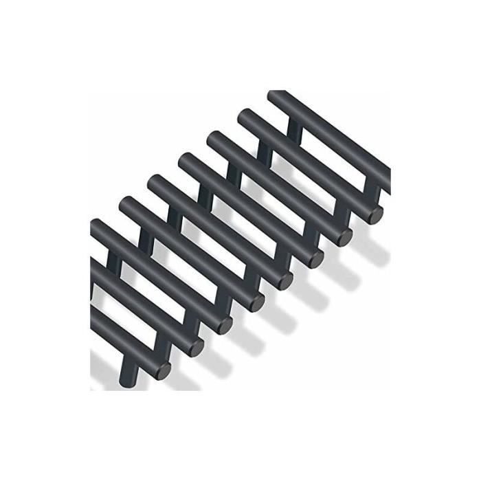 Poignées darmoire T Bar Bâton YYV - Noir - Lot de 20 - Entraxe 64 mm