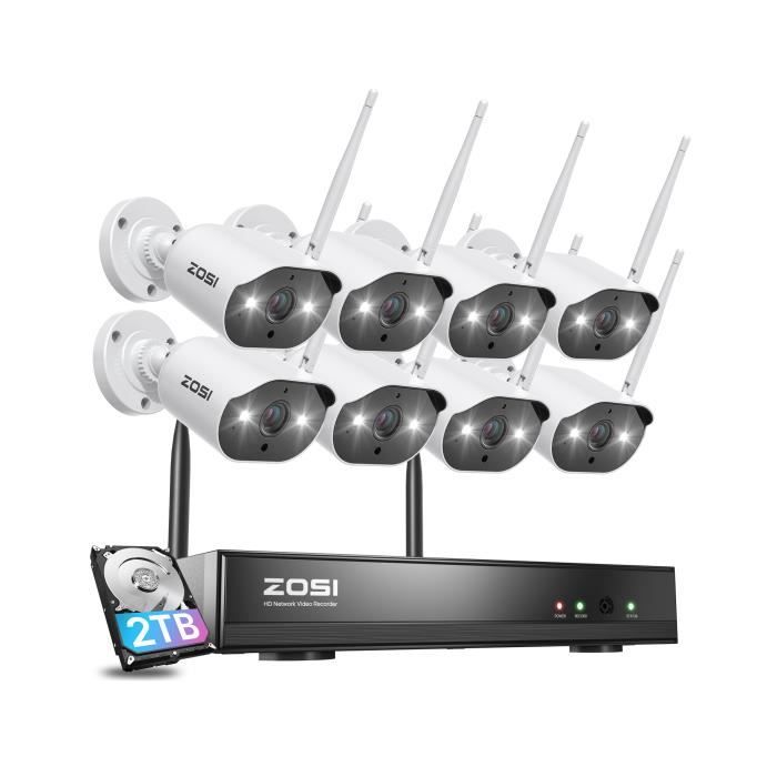 ZOSI 8CH 2K H.265+ 2TB Wireless NVR Enregistreur Vidéo Surveillance
