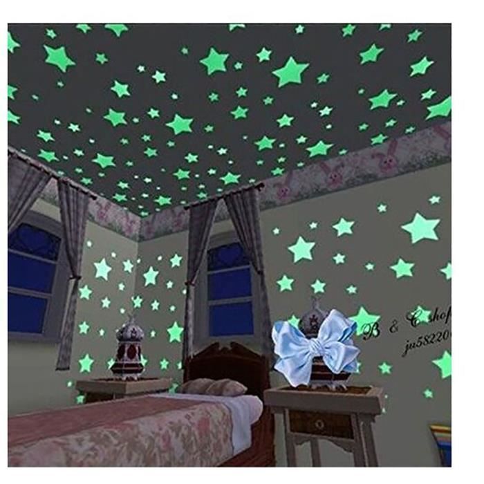 3D Etoiles Phosphorescent lumineux noir fluorescent Stickers muraux enfants  Chambre couture 228 - Cdiscount Maison