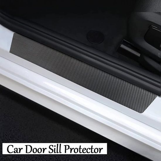 Lot 4 Protections Seuil De Porte Ford Transit Custom/Connect MK5 à MK8 (2000-2022) - Fibre De Carbone Look Carbone Givrée - Anti-rayures, Imperméable, Haute Température