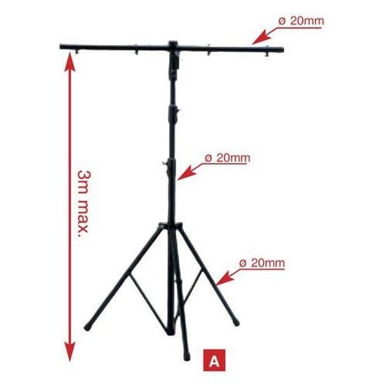 Trépied Réglable Professionnel Trépied Lumière DJ SOARS - Hauteur Réglable 186-351cm - Support Métal 8 Points Fixation - Charge 45kg Support Projecteur PAR