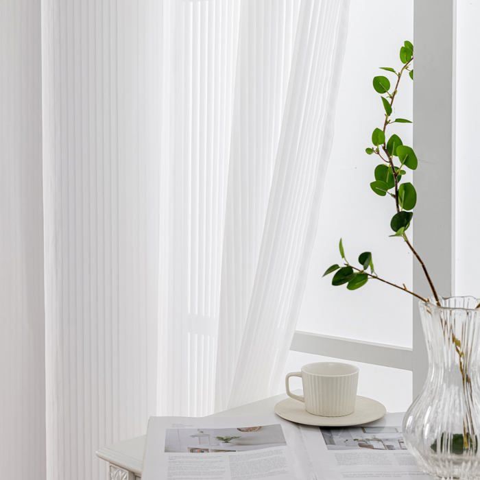 Woaboy Lot de 2 Rideaux 140x225 cm Blanc Voilage à Oeillet Rideau Semi