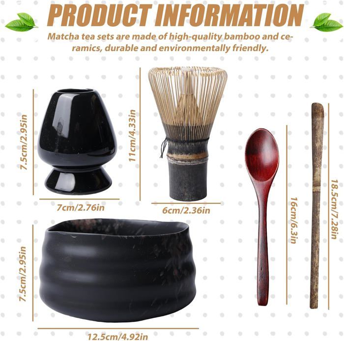 Kit Cérémonie Matcha Manuel - Fouet Bambou, Bol Céramique, Support | Set 5 Pièces Traditionnel