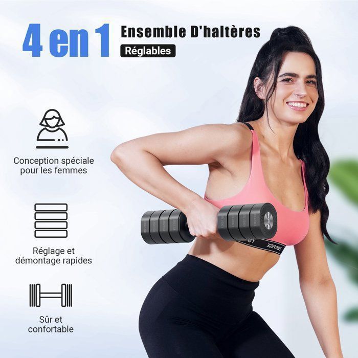 Haltères Réglables 40 Lb - Poids Libres Pour Musculation à Domicile - Neuf