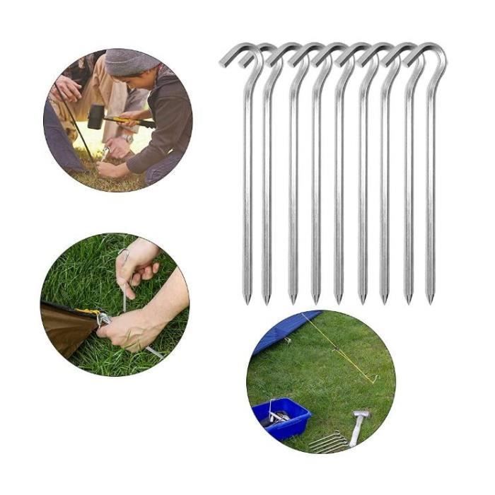 YAOBLUESEA 50x piquets de Tente en Acier, 23cm Long piquets antirouille piquets de Sol piquets