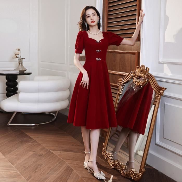 Robe de soiree robe de mariee robe de fiancailles d ete robe de porte arriere robe de mariage femme petite manche courte Blanc Cdiscount Pret a Porter