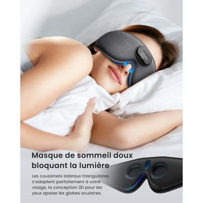 Masque De Sommeil Bluetooth TPfocus 3D - Écouteurs Intégrés, Réduction Bruit - 10h Autonomie - Confort Side Sleeper
