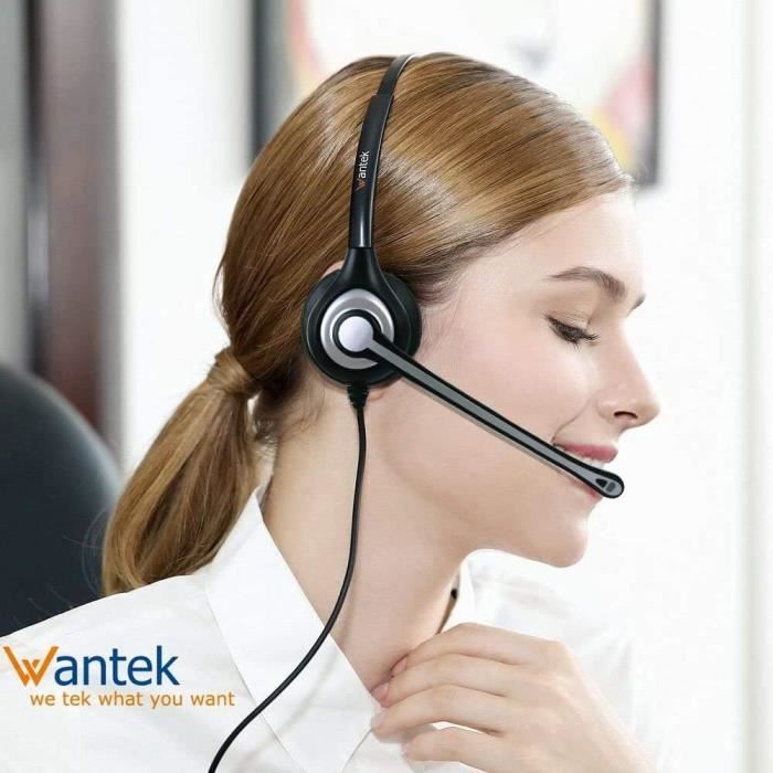 Casque Téléphone Fixe Avec Micro Anti-bruit - Pour Centre D'appels - Compatible Yealink, Cisco, Avaya