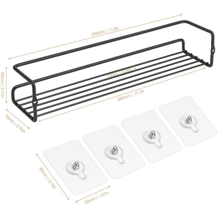 Étagère à épices Murale à 2 Niveaux Avec Adhésif Puissant Et Vis Rangement Suspendu Sans Percage Pour Herbes Epices Epices Ideal Pour Cuisine Garde Manger Et Salle De Bain 40 Cm Mat