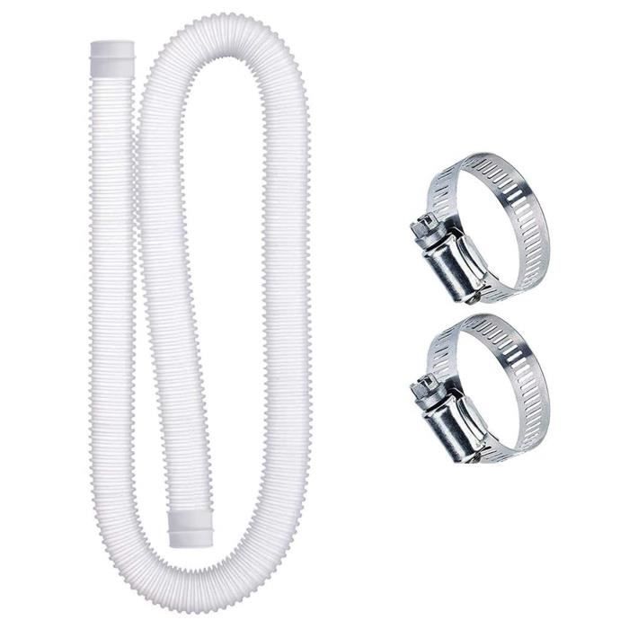 Lot de 2 tuyaux de rechange pour pompe de piscine, avec 4 colliers de serrage en métal, tuyau de filtre de piscine pour piscines hors sol (32 mm