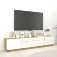 679NEW HOME Meuble TV avec lumières LED - Living Banc TV Multifonction - Table pour Salon Unité murale Blanc et chêne sonoma 200x35x-2