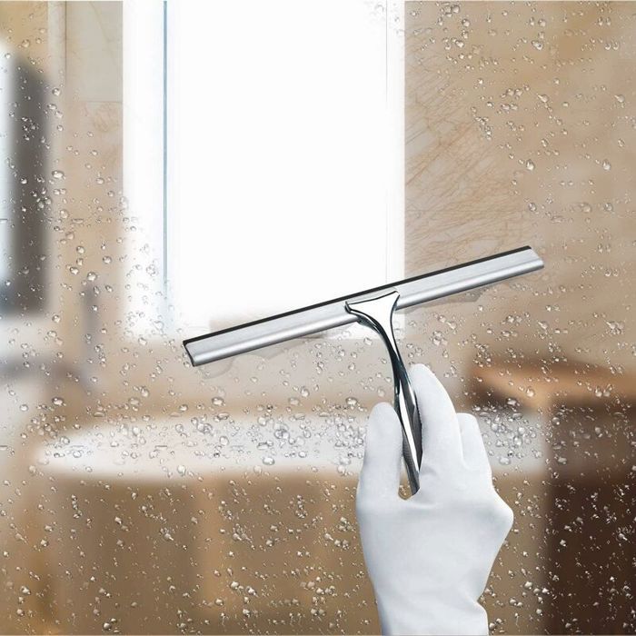 Tibapla Raclette Vitre Pro 45 Cm – Acier Inoxydable + Caoutchouc Souple, Idéale Douche, Miroir, Fenêtre, Voiture