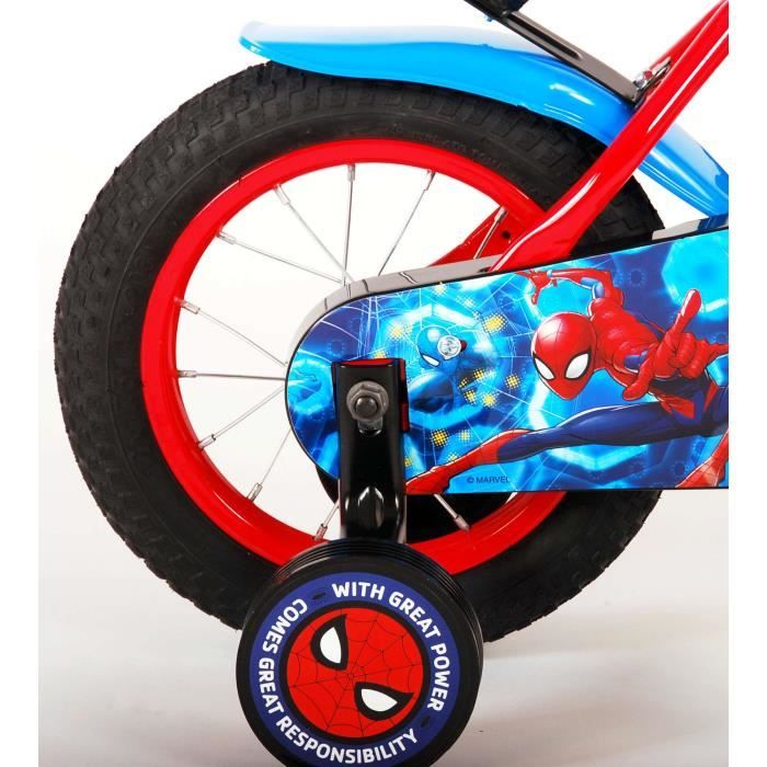 Atlas 12' Vélo Spiderman équipé de 1 Frein, Plaque Avant décorative, Garde  boues, Carter et stabilisateurs. Garçon, Rouge