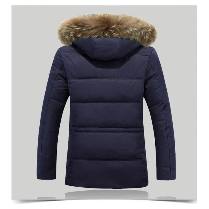 Doudoune homme Couleur Doudoune Grand col en fourrure avec capuche Automne et hiver plus velours Doudoune homme Epais chaud Noir noir Cdiscount Pret a Porter