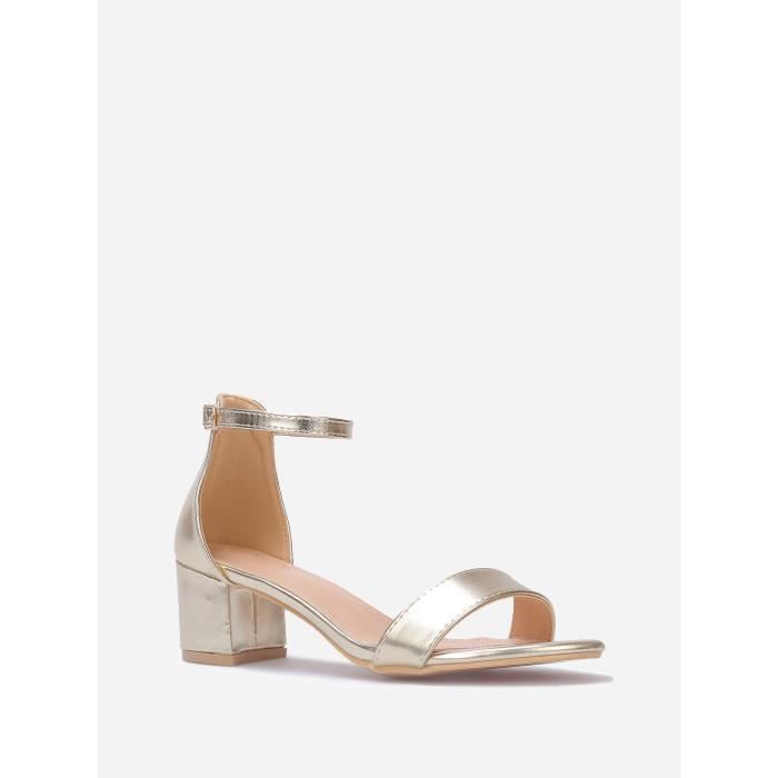 Sandales a talon carre grandes tailles Dore Cdiscount Chaussures