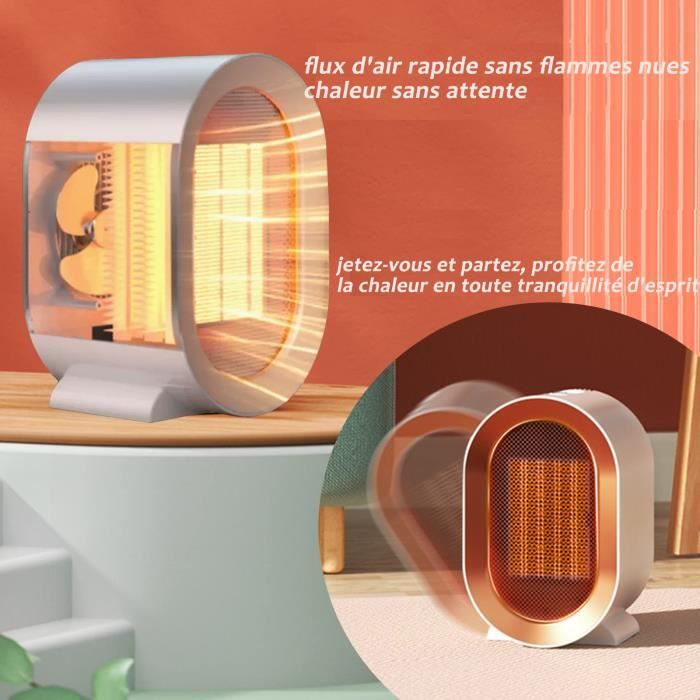 Chauffage instantané, chauffage portable économe en énergie 1200w,  chauffage de pièce en céramique compacte (vert), chauffage électrique avec  réglage et interrupteur à 2 vitesses