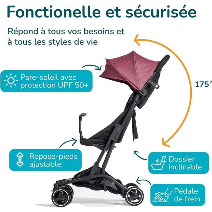 Poussette Canne Pliable de Voyage avec Position  Couchée/Légère/Inclinable/Compacte Gris - Cdiscount Puériculture & Eveil  bébé