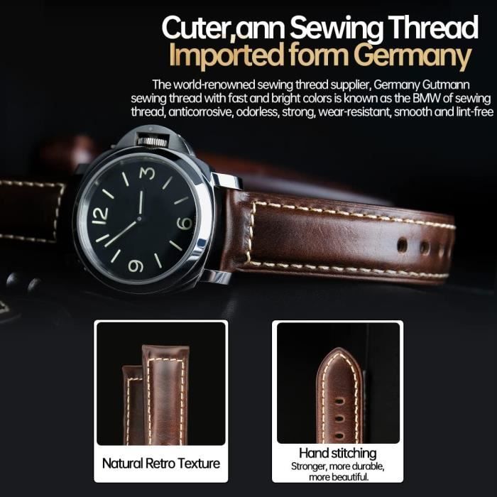Bracelet Cuir Grainé 26 Mm Pour Panerai 47 Mm - Couleurs Assorties - Neuf Sans étiquette