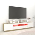 679NEW HOME Meuble TV avec lumières LED - Living Banc TV Multifonction - Table pour Salon Unité murale Blanc et chêne sonoma 200x35x-3