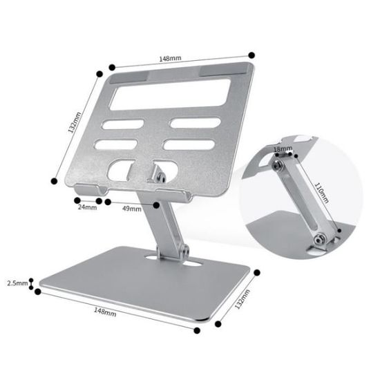 Lot De 4 Supports Réglables Pour Ordinateur Portable En Alliage De Zinc - Deux Hauteurs, Refroidissement, Argent